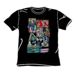 The Justice League Boxes Adult S/S T-shirt in Black by DC Comics