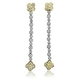 14k Two Tone Gold White and Yellow Diamond Clovers Drop Earrings (HI, SI-I, 1.03 carat)