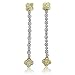 14k Two Tone Gold White and Yellow Diamond Clovers Drop Earrings (HI, SI-I, 1.03 carat)