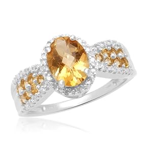 Buy 10k White Gold Checkerboard Oval Citrine Center w Round Citrine and Diamonds Ring by Amazon.com Collection