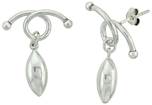 Sterling Silver Polished Drop Earrings 1 1/8 (28mm)