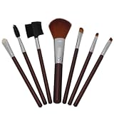 7pcs Professional Cosmetic Makeup Brush Set with Silver Bag Brown
