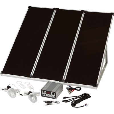 Wel-Bilt 45 Watt Solar Kit with Lights - Three 15 Watt Amorphous Solar Panels, 2 12V CFL Light Bulbs Wel-Bilt 45 Watt Solar Kit with Lights - Three 15 Watt Amorphous Solar Panels, 2 12V CFL Light Bulbs