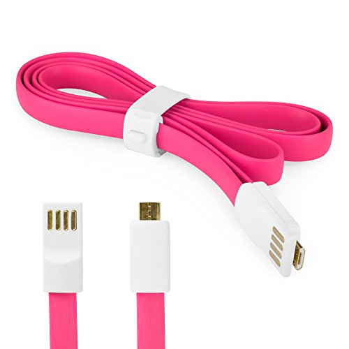 BoxWave Colorific Magnetic Noodle Polaroid Socialmatic Cable - 3 Ft. Length Sync and Charge Cable for Polaroid Socialmatic and Micro USB Compatible Devices (Cosmo Pink)