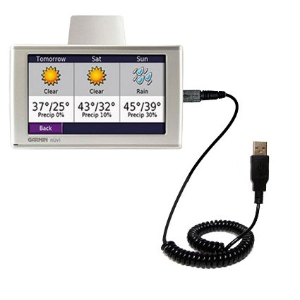 Coiled USB Cable for the Garmin Nuvi 680 with Power Hot Sync and Charge capabilities - uses Gomadic TipExchange Technology