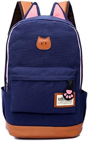 Yokodea Industrial Girls' Cat Ears Rucksack Laptop Satchel Navy Dark Deep Blue