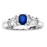 14K White Gold 0.12 ct. Diamond and 1/2 ct. Oval Shaped Sapphire Ring
