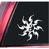Tribal Sun Yin-Yang Vinyl Decal Sticker - White
