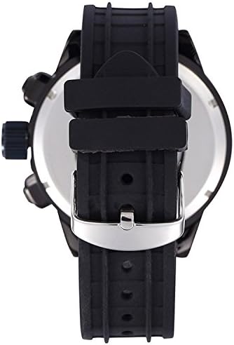 Yajing Mens Automatic Mechanical Watch Hollow Sketelon Analog Sport Wristwatch Silicone Band White Dial