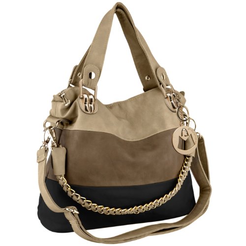 Mg collection ece tri-tone hobo handbag, black, one size
