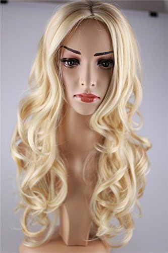 Orino Beauty™ Super High Quality New Fashion Fluffy Fancy Light Blonde Long Full Wig, Curl Wig, Middle Part Wig(OBW-#087)