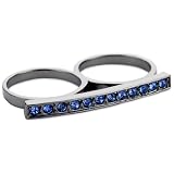 Beyond Rings Gunmetal And Blue Cubic Zirconia