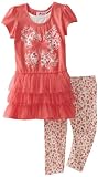 Young Hearts Toddler Girls Bow Printed Jersey and Floral Legging Set