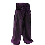 Thai Fisherman Pants Yoga Trousers FREE SIZE Plus Size Cotton MANGOSTEEN Maroon Stripe