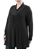 Motherhood Maternity: Plus Size Long Sleeve V-neck Trapeze Maternity Tunic