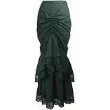 Gothic long fishtail black skirt - Victorian skirt - 6/S