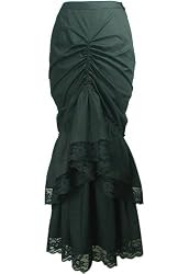 Gothic Long Fishtail Black Skirt L - Victorian Skirt