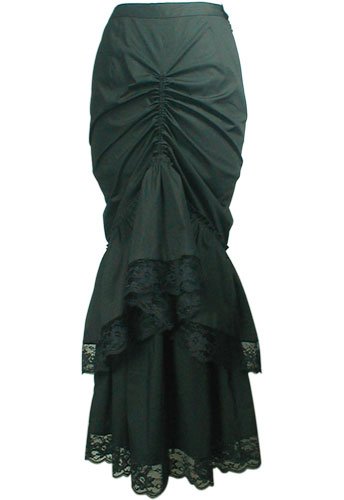 Gothic long fishtail black skirt – Victorian skirt – S