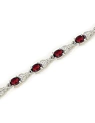14kt Yellow Gold Oval Garnet and Diamond Bracelet