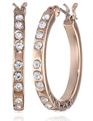 T Tahari Small Crystal Rose Hoop Earrings