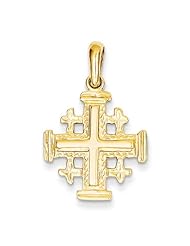 14k Yellow Gold Jerusalem Cross Pendant. Metal Wt- 2.25g