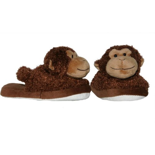 Plush Monkey Print Baby Slippers