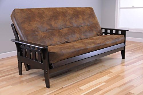 Wooden Futon Mission Style Espresso Java Dark Brown Wood Frame with Full Size Mattress and Optional Drawers for Storage