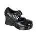 Demonia Trauma-01 3 Inch Wedge Black Pump Scalloped Trim Maryjane Size 8