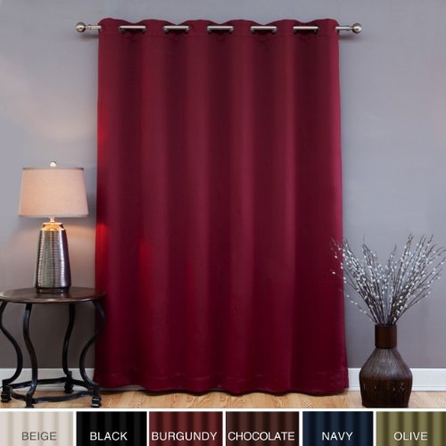 Wide Width Grommet Top Thermal Blackout Curtain 80"W X 84"L Panel - Burgundy - BWW