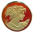 Cameo Ring, Round, Italian, Master Carved, Ladys Profile, 925 Sterling Silver Framed, Carnelian Conch Shell, One of a Kind, Collectors Item, Great Gift. Size 7.75