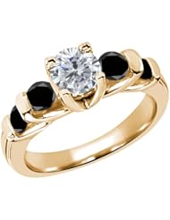 1.88 Ct Round H/I and Black Diamond 14K Yellow Gold Ring