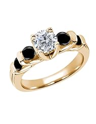 1.88 Ct Round H/I and Black Diamond 18K Yellow Gold Ring
