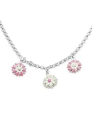 Unicornj Sterling Silver Childrens Necklace with Pink Flower Charms