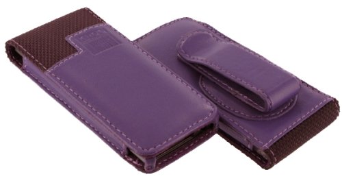 Premium Leather Case with Swivel Belt Clip + Screen Protector for Apple iPod Nano Nano-Chromatic 4th Generation 8 gb 8gb 16 gb 16gb 32 gb 32gb (Nano Chromatic Not Included) + Bonus Young Micro Silicone Skin Shoe Pouch compatible with Nike+ Sensor , Leather / Nylon Purple