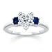 1.00 CT HEART DIAMOND W PRINCESS BLUE SAPPHIRE RING 18K