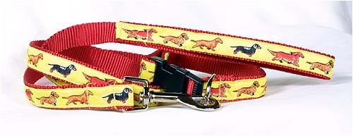 Designer Dachshund Dog Leash - Yellow Dachshund Leash - Six Feet Long - Made in USA