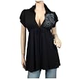 Plus size Black Low cut v-neck Hoodie top