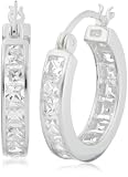 Image of Silver White Cubic Zirconia Hoop Earring