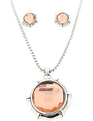 Designer Inspired Amulet Pendant and Earring Set-Champagne