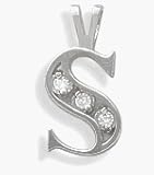 Ladies White Gold 0.06 tcw Diamond S Initial Pendant