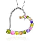 Ste Silver Multicolor CZ Journey Heart Pendant with 18 Chain
