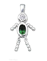 Sterling Silver Mothers Womens May Birthstone Babies Boy Male Child Baby Pendant