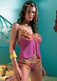 2Pc Ruffled Mesh Tie Front Babydoll With Bikini Style Panty by Leg avenue