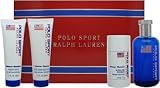 Polo Sport by Ralph Lauren for Men 4 Piece Set Includes: 4.2 oz Eau de Toilette Spray + 2.6 oz Alcohol-Free Deodorant Stick + 1.7 oz Post Shave Relief Balm + 1.7 oz Shower Wash