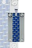 Blue Carbon Fiber and Stainless Steel Pendant with Cubic Zirconia