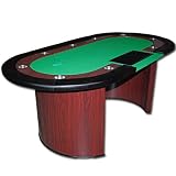 Poker Table with Wooden Race Track and Dealer Cutout w/ Crescent Leg Base 82x42