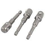 uxcell　ソケットアダプタ　アダプターセット　メタリック　クイックチェンジ　6mm六角シャンク-12mm 3個