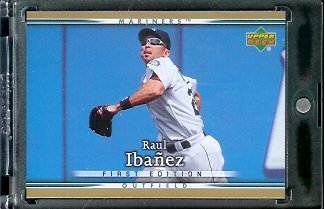 2007 Upper Deck First Edition Baseball Card #138 Raul Ibanez Seattle Mariners - Mint Condition - In Protective Display Case !