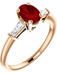 18K Rose Gold 7.00x5.00mm Oval Cut Ruby and Diamond Ring -- LIFETIME WARRANTY