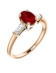 14K Rose Gold 7.00x5.00mm Oval Cut Ruby and Diamond Ring -- LIFETIME WARRANTY